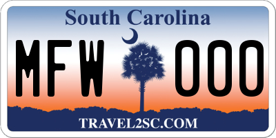 SC license plate MFW000