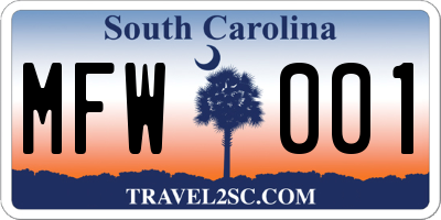 SC license plate MFW001