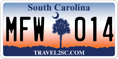 SC license plate MFW014