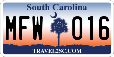 SC license plate MFW016