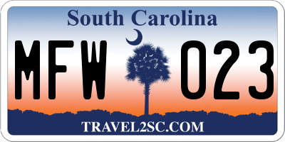 SC license plate MFW023