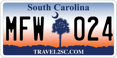 SC license plate MFW024