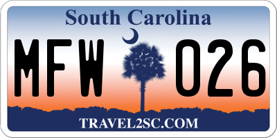 SC license plate MFW026