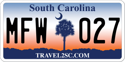 SC license plate MFW027