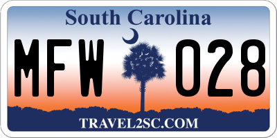 SC license plate MFW028