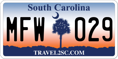 SC license plate MFW029