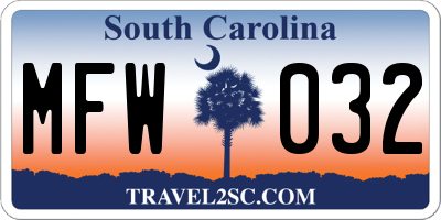 SC license plate MFW032
