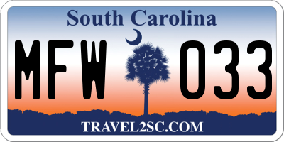 SC license plate MFW033