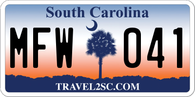 SC license plate MFW041