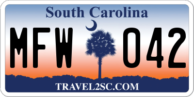 SC license plate MFW042