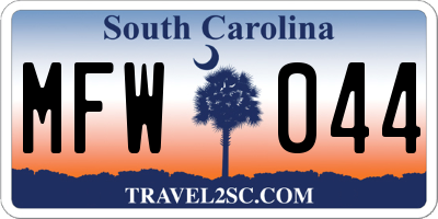 SC license plate MFW044