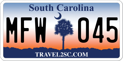 SC license plate MFW045