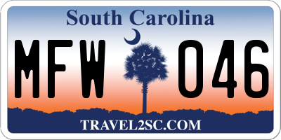 SC license plate MFW046