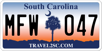 SC license plate MFW047