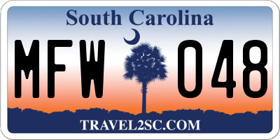 SC license plate MFW048