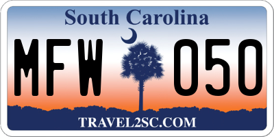 SC license plate MFW050