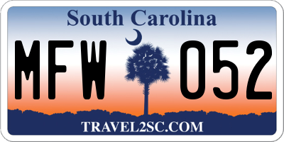 SC license plate MFW052
