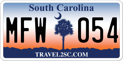 SC license plate MFW054