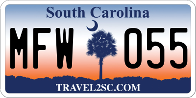 SC license plate MFW055