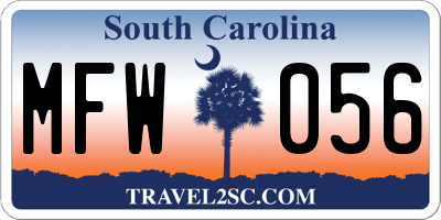 SC license plate MFW056