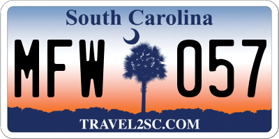 SC license plate MFW057