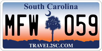 SC license plate MFW059