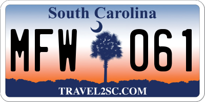SC license plate MFW061