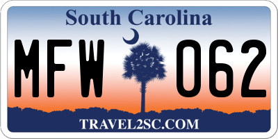 SC license plate MFW062