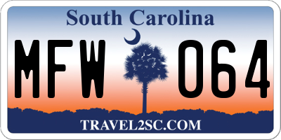 SC license plate MFW064