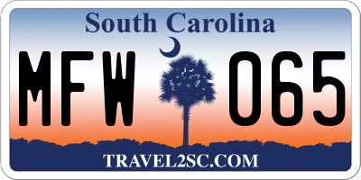 SC license plate MFW065