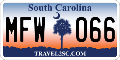 SC license plate MFW066