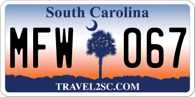 SC license plate MFW067