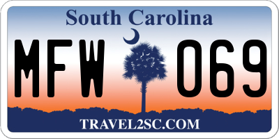 SC license plate MFW069