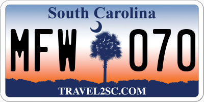 SC license plate MFW070