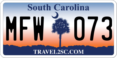 SC license plate MFW073