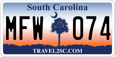 SC license plate MFW074