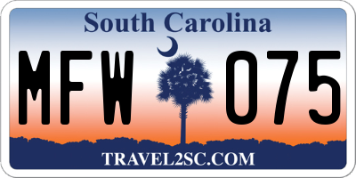 SC license plate MFW075