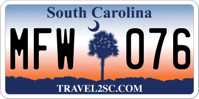 SC license plate MFW076