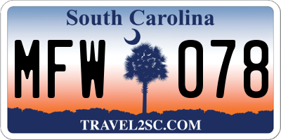 SC license plate MFW078
