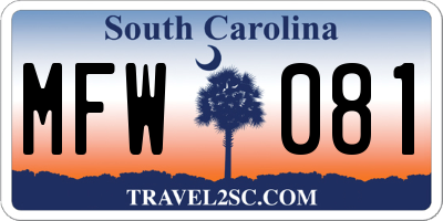 SC license plate MFW081