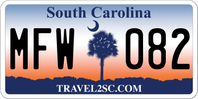 SC license plate MFW082