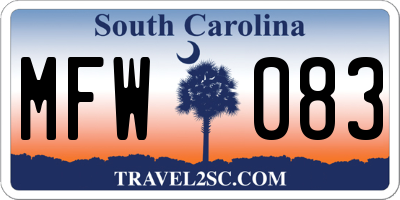 SC license plate MFW083