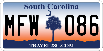 SC license plate MFW086