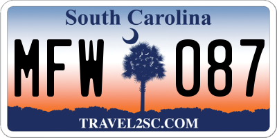 SC license plate MFW087