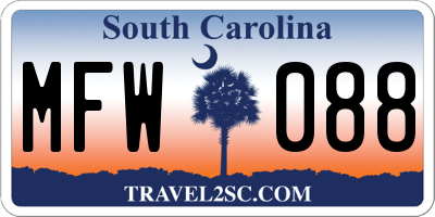 SC license plate MFW088