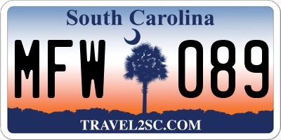 SC license plate MFW089