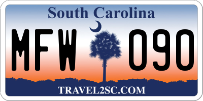 SC license plate MFW090