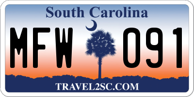 SC license plate MFW091
