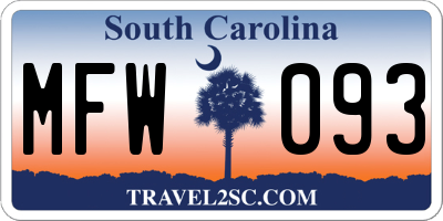 SC license plate MFW093