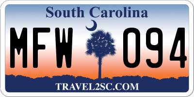 SC license plate MFW094
